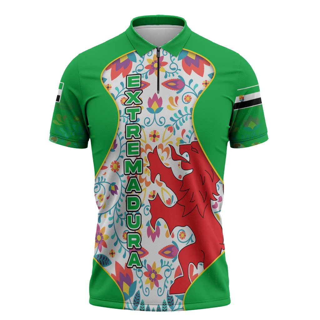 Extremadura Flag Zipper Polo Shirt Autonomous Community of Spain - Wonder Print Shop