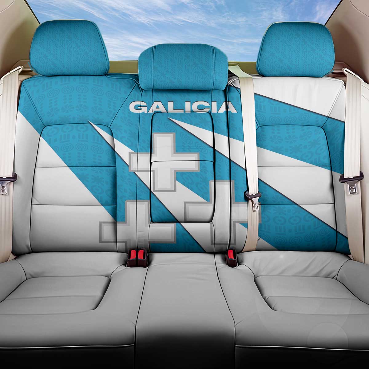 Galicia Flag Back Car Seat Cover Autonomous Community of Spain - Wonder Print Shop