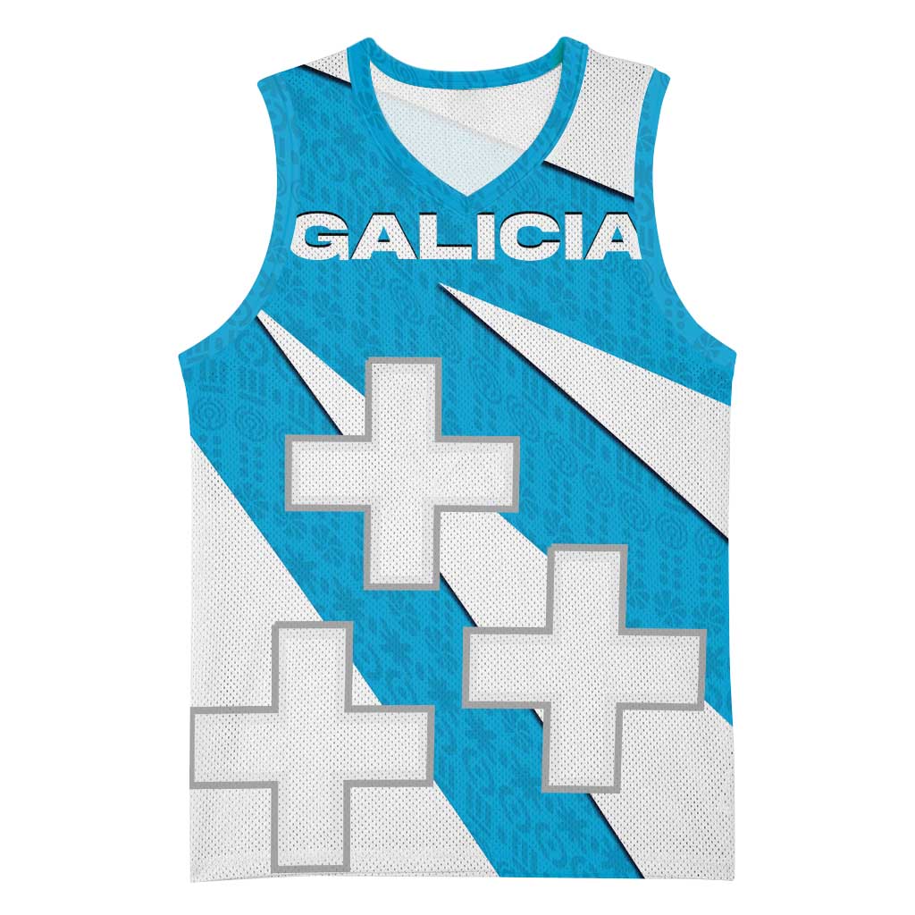 Galicia Flag Basketball Jersey Autonomous Community of Spain - Wonder Print Shop