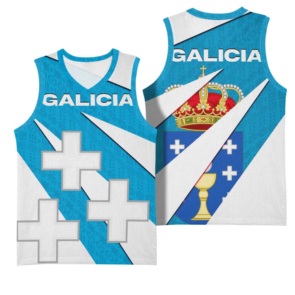 Galicia Flag Basketball Jersey Autonomous Community of Spain - Wonder Print Shop