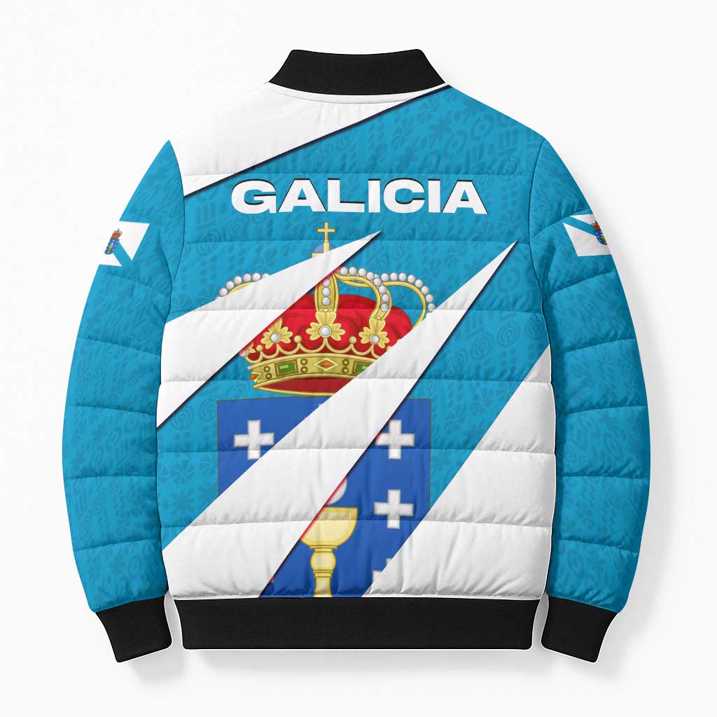 Galicia Flag Bomber Puffer Jacket Autonomous Community of Spain - Wonder Print Shop