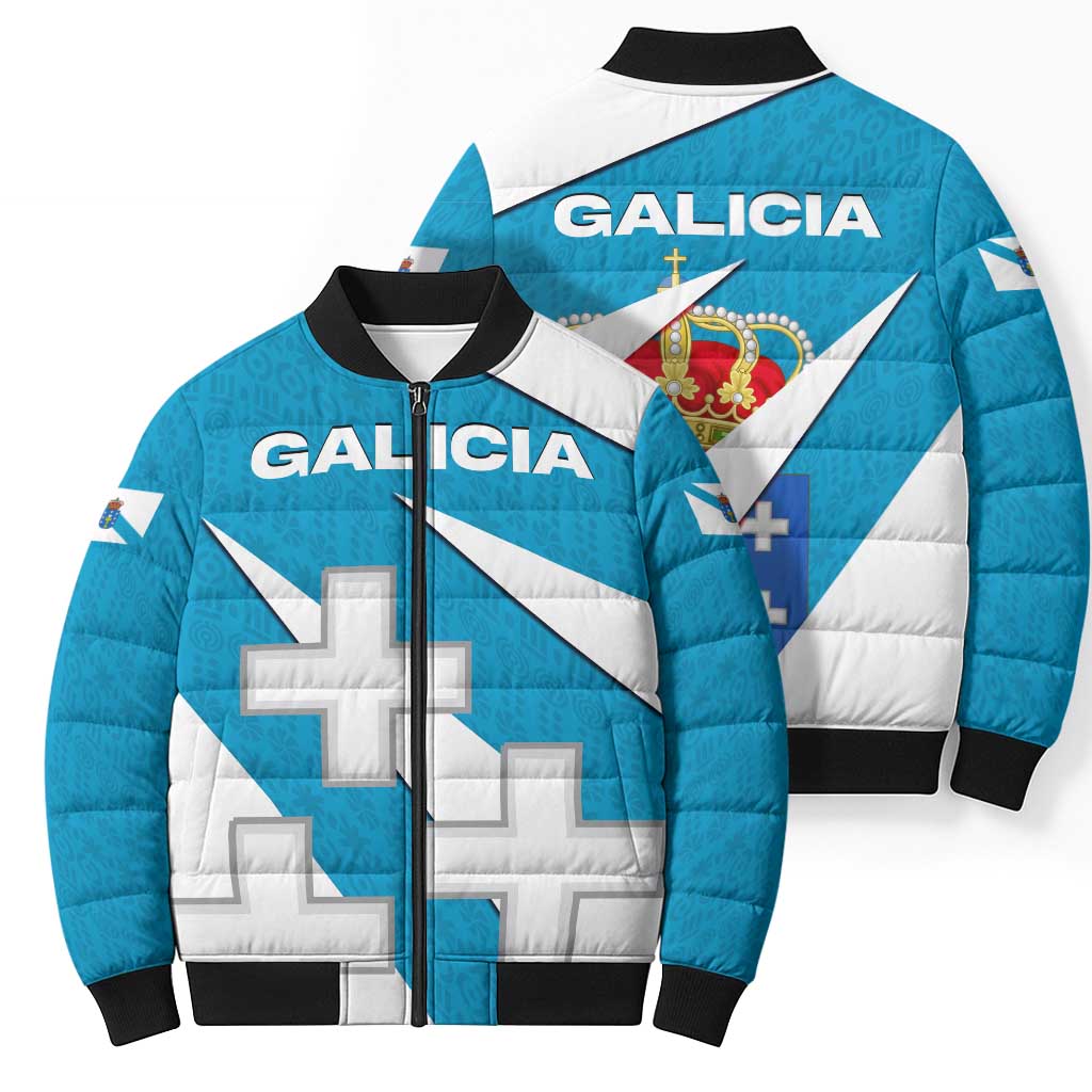 Galicia Flag Bomber Puffer Jacket Autonomous Community of Spain - Wonder Print Shop