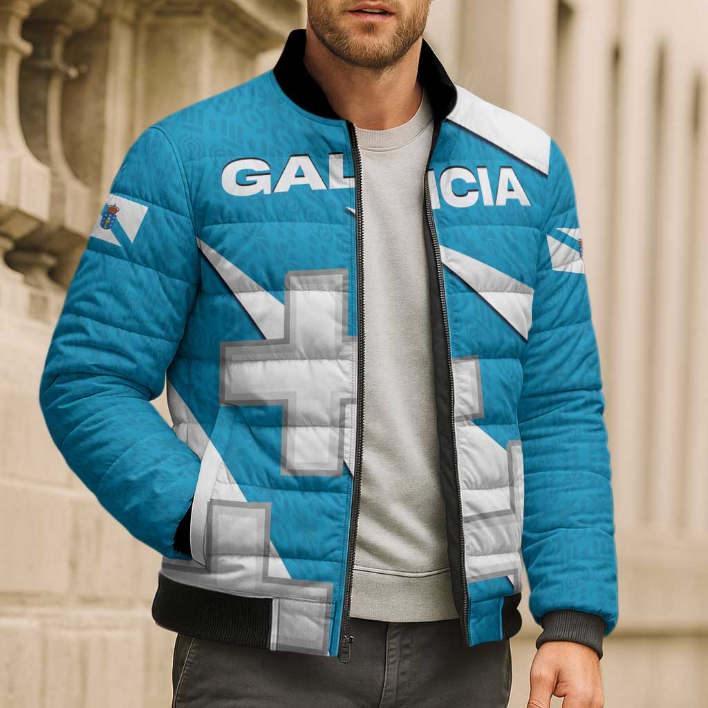 Galicia Flag Bomber Puffer Jacket Autonomous Community of Spain - Wonder Print Shop