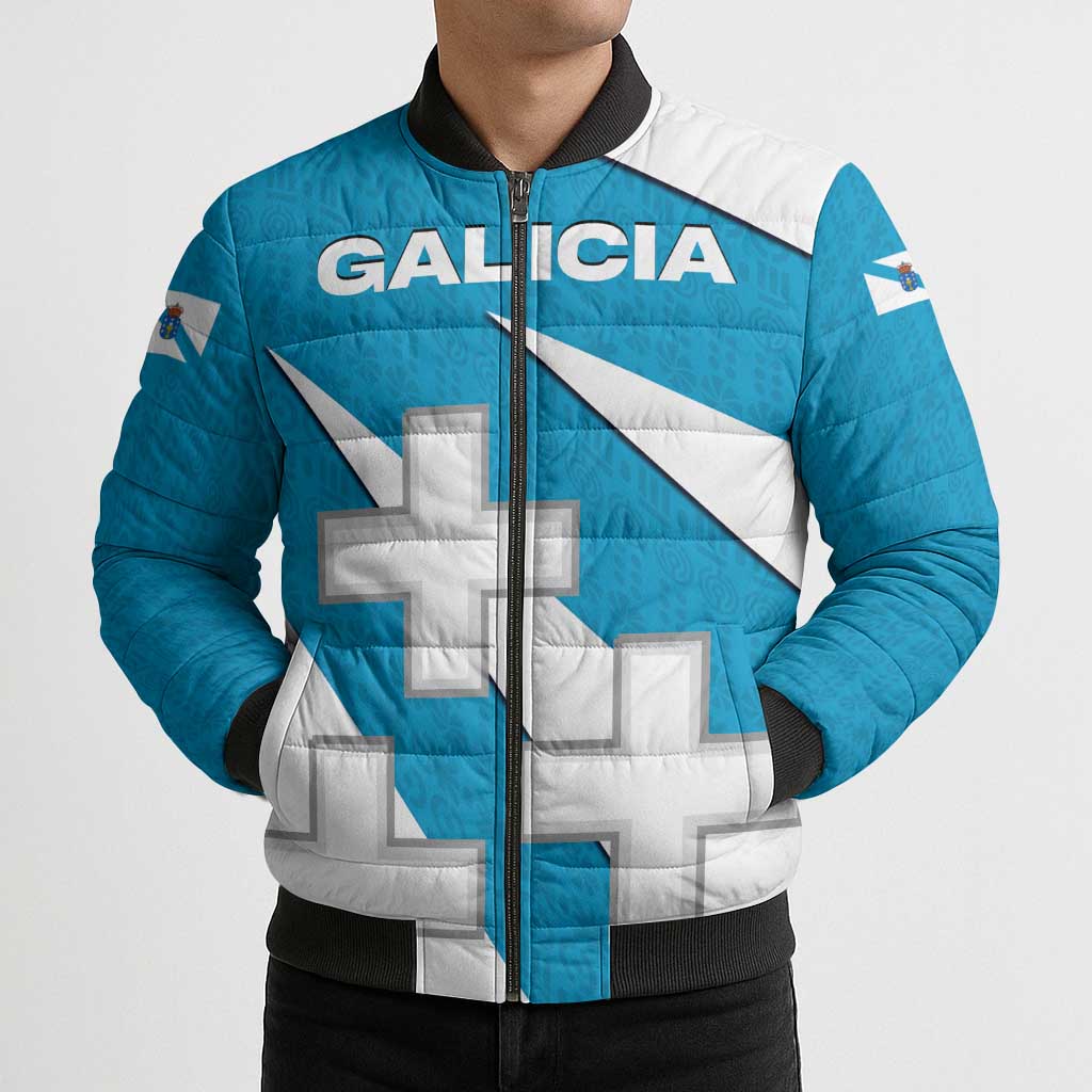 Galicia Flag Bomber Puffer Jacket Autonomous Community of Spain - Wonder Print Shop