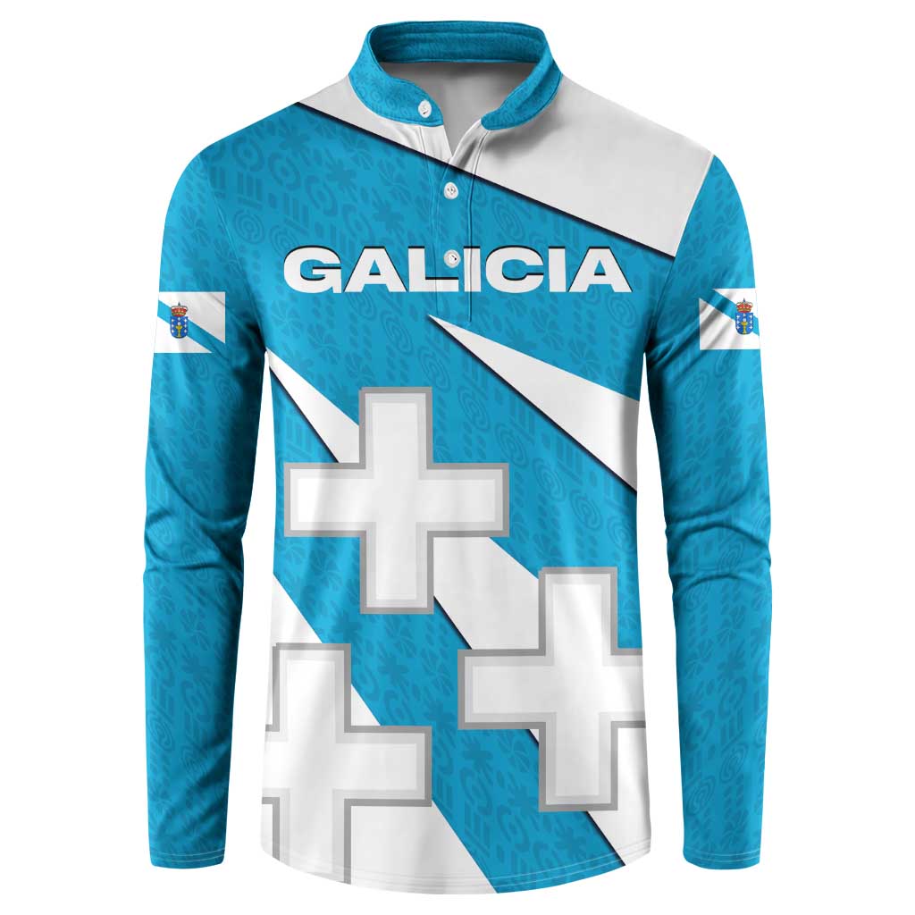 Galicia Flag Button Sweatshirt Autonomous Community of Spain - Wonder Print Shop