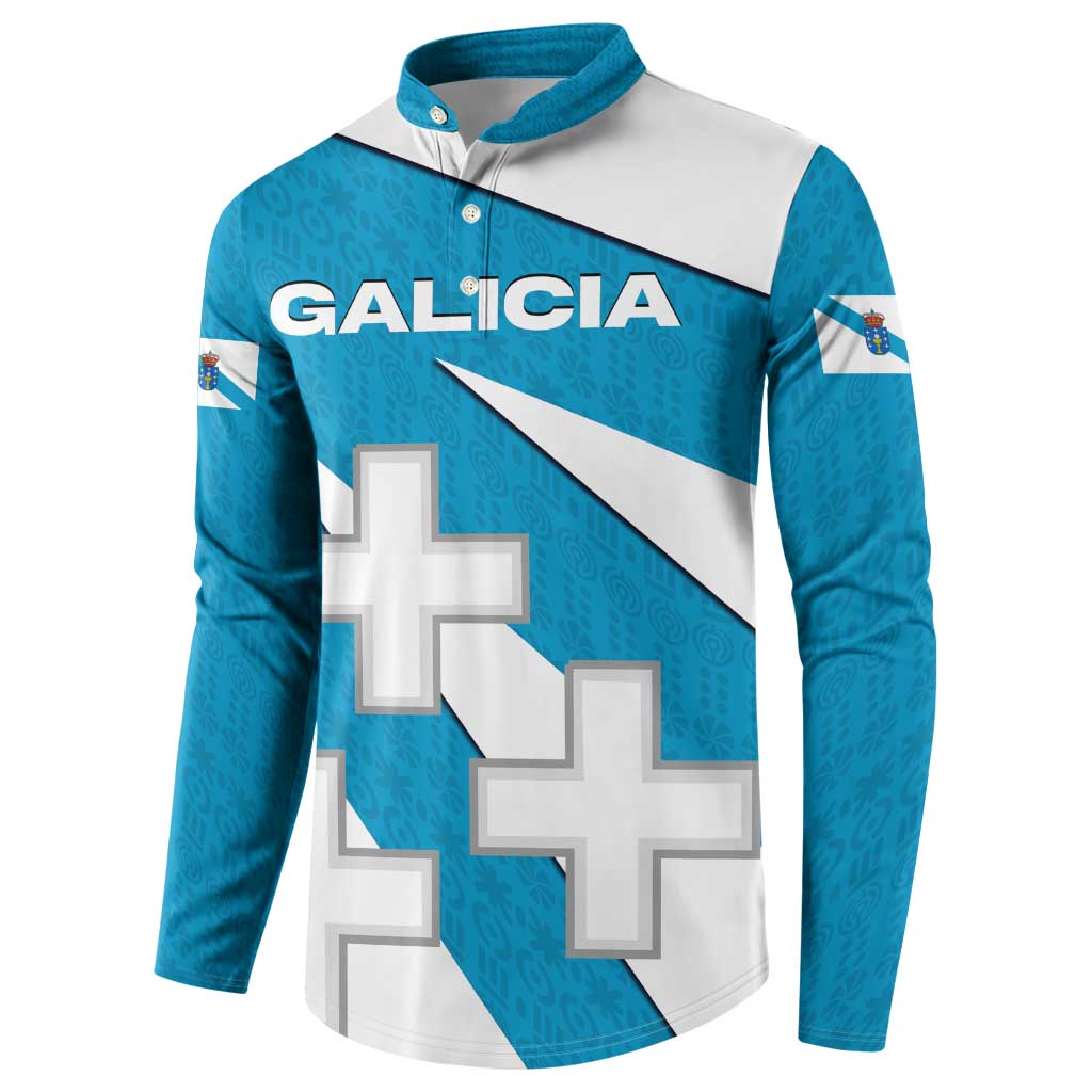 Galicia Flag Button Sweatshirt Autonomous Community of Spain - Wonder Print Shop
