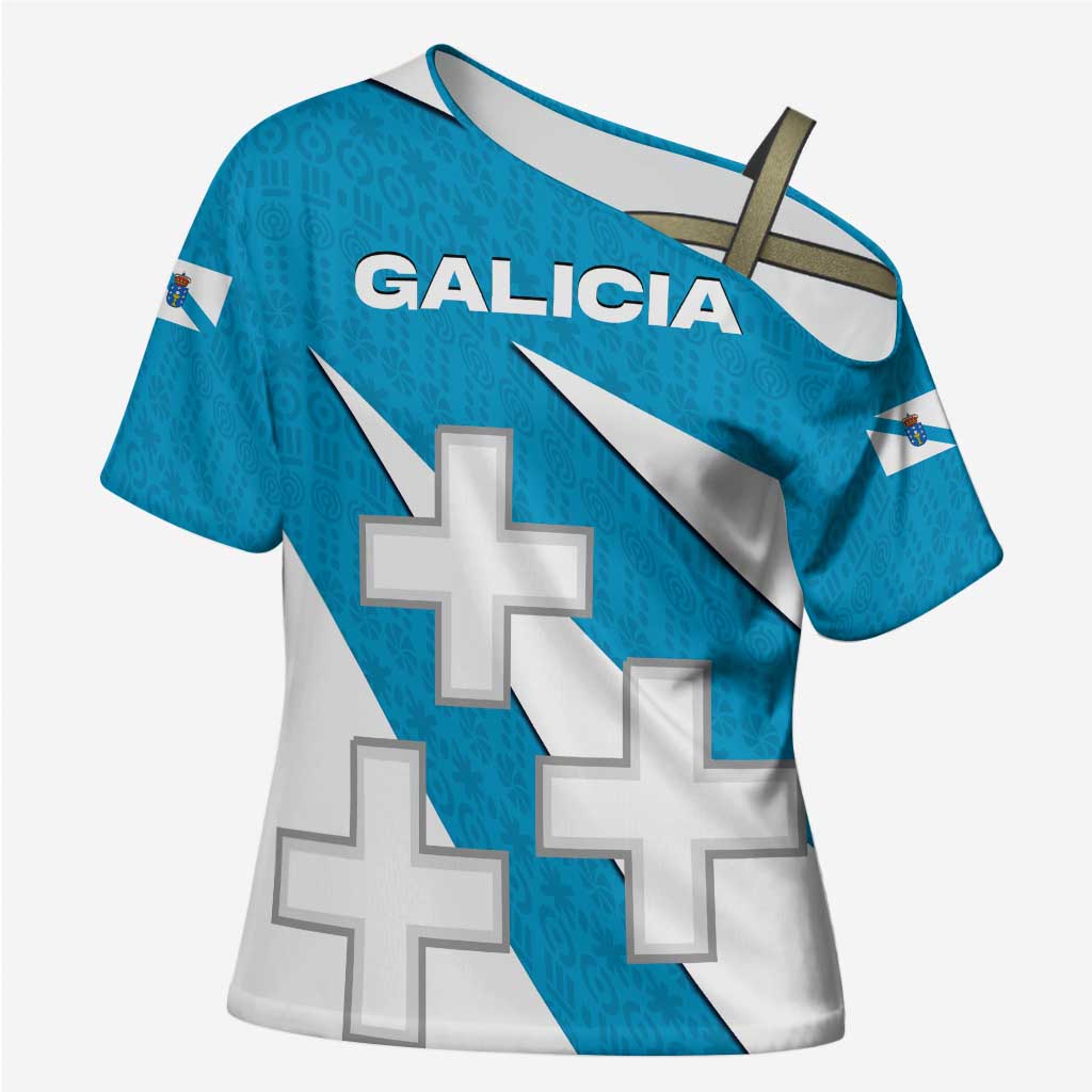 Galicia Flag Cross Shoulder Shirt Autonomous Community of Spain - Wonder Print Shop