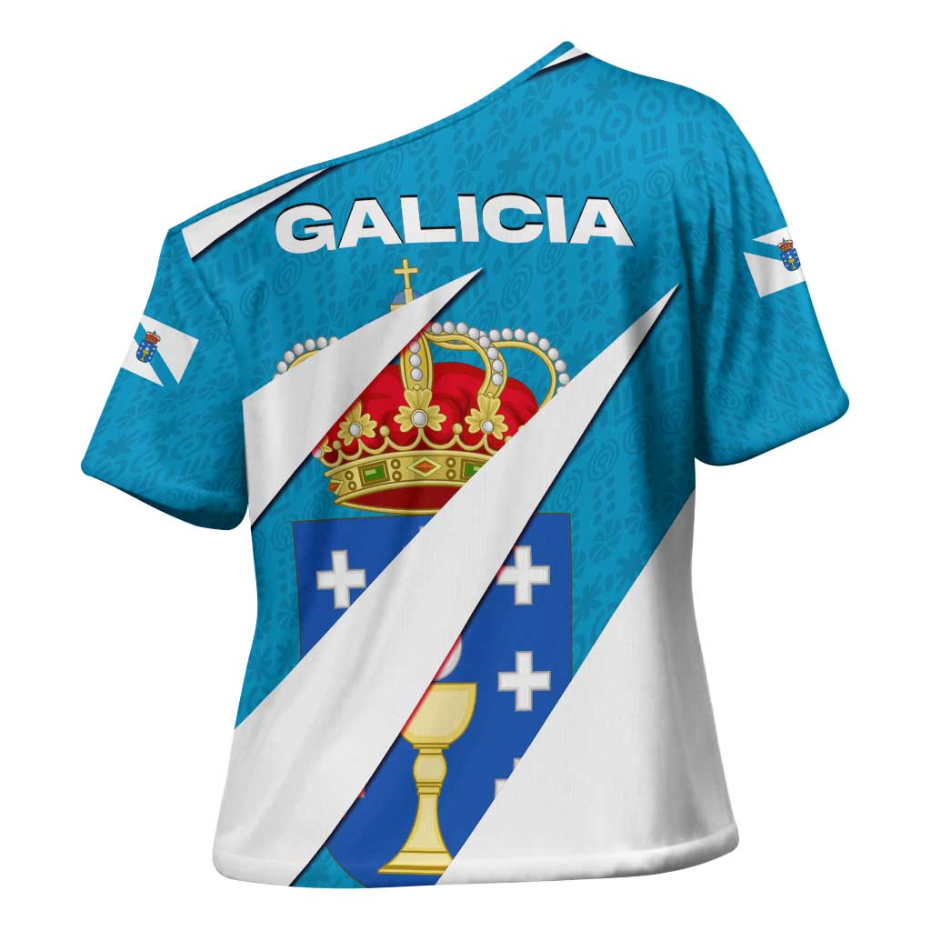 Galicia Flag Cross Shoulder Shirt Autonomous Community of Spain - Wonder Print Shop