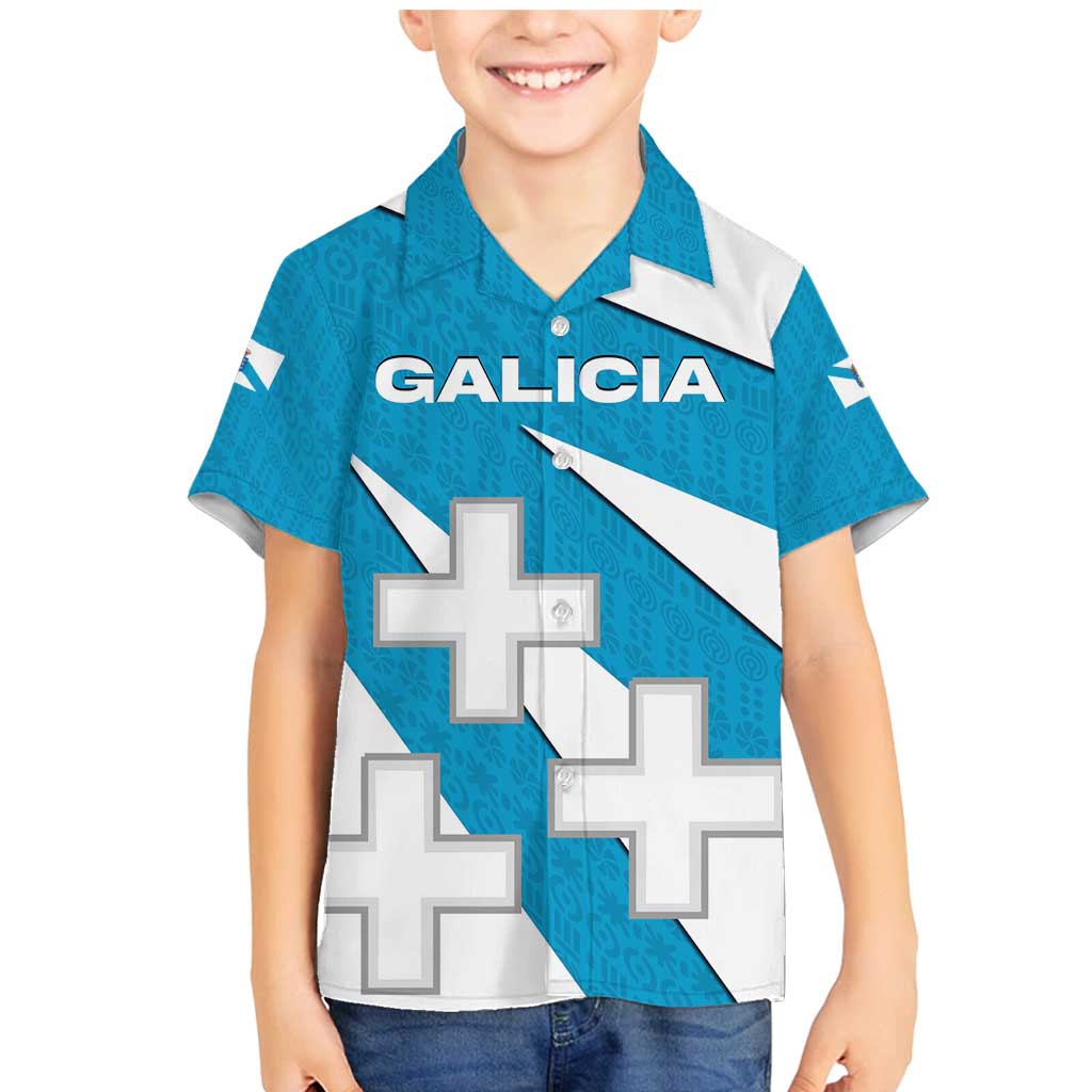 Galicia Flag Family Matching Mermaid Dress and Hawaiian Shirt Autonomous Community of Spain - Wonder Print Shop