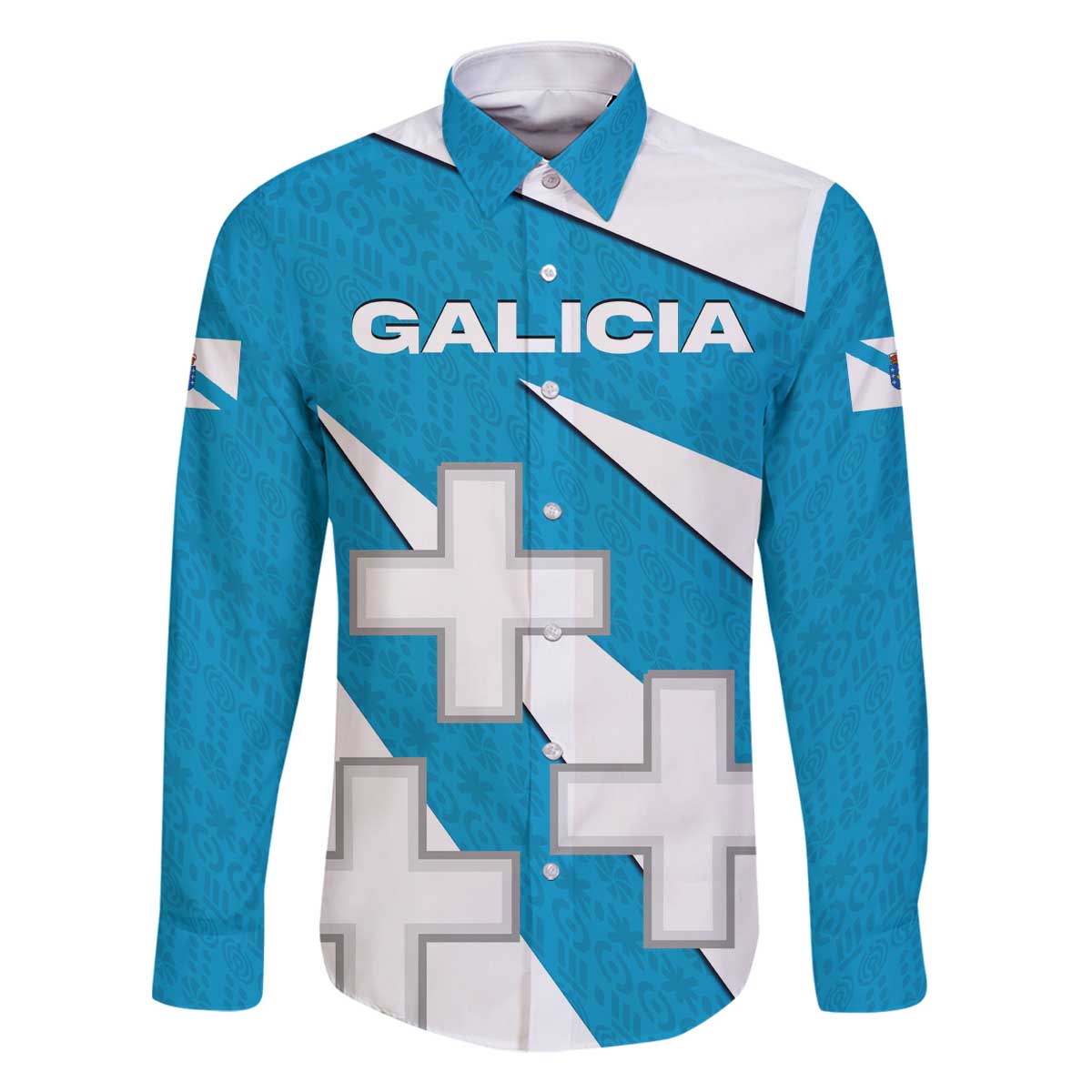 Galicia Flag Family Matching Off The Shoulder Long Sleeve Dress and Hawaiian Shirt Autonomous Community of Spain - Wonder Print Shop