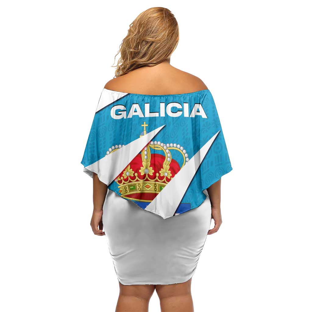Galicia Flag Family Matching Off Shoulder Short Dress and Hawaiian Shirt Autonomous Community of Spain - Wonder Print Shop