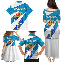 Galicia Flag Family Matching Puletasi and Hawaiian Shirt Autonomous Community of Spain - Wonder Print Shop