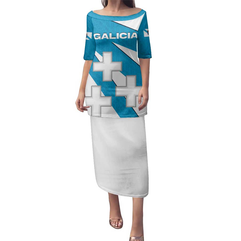 Galicia Flag Family Matching Puletasi and Hawaiian Shirt Autonomous Community of Spain - Wonder Print Shop