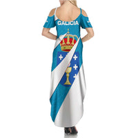 Galicia Flag Family Matching Summer Maxi Dress and Hawaiian Shirt Autonomous Community of Spain - Wonder Print Shop