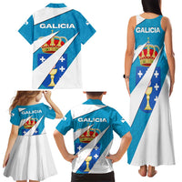 Galicia Flag Family Matching Tank Maxi Dress and Hawaiian Shirt Autonomous Community of Spain - Wonder Print Shop