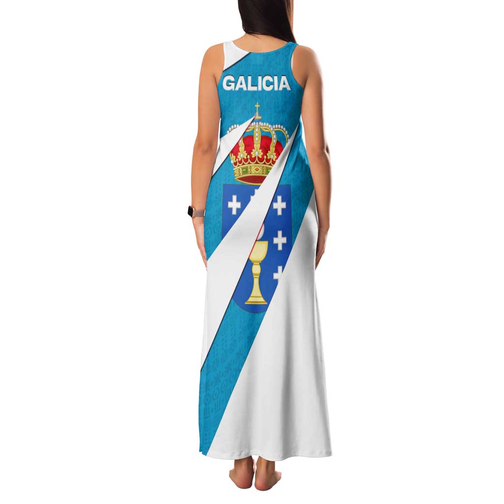 Galicia Flag Family Matching Tank Maxi Dress and Hawaiian Shirt Autonomous Community of Spain - Wonder Print Shop