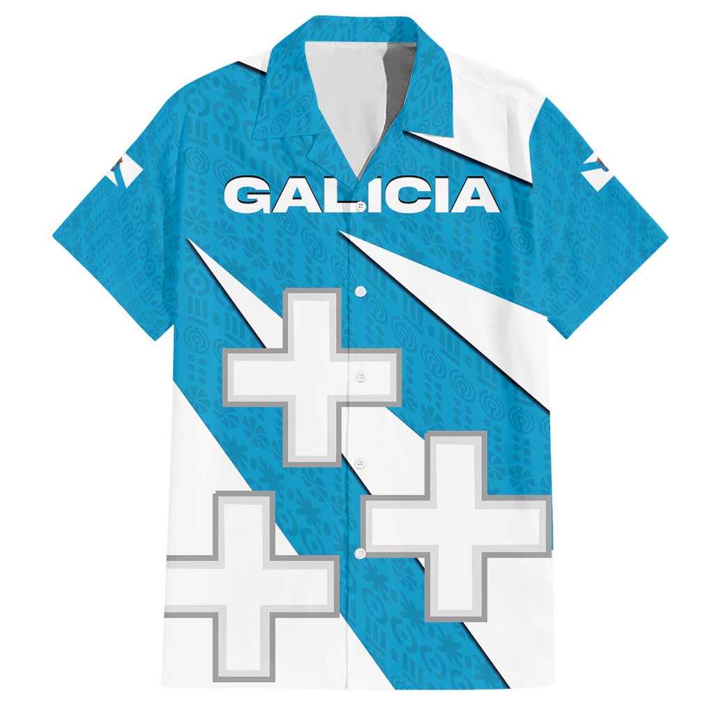 Galicia Flag Hawaiian Shirt Autonomous Community of Spain - Wonder Print Shop