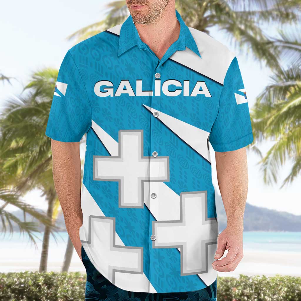 Galicia Flag Hawaiian Shirt Autonomous Community of Spain - Wonder Print Shop