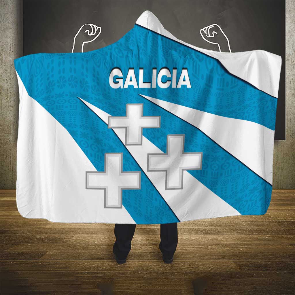 Galicia Flag Hooded Blanket Autonomous Community of Spain - Wonder Print Shop