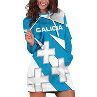 Galicia Flag Hoodie Dress Autonomous Community of Spain - Wonder Print Shop