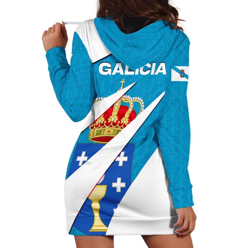Galicia Flag Hoodie Dress Autonomous Community of Spain - Wonder Print Shop