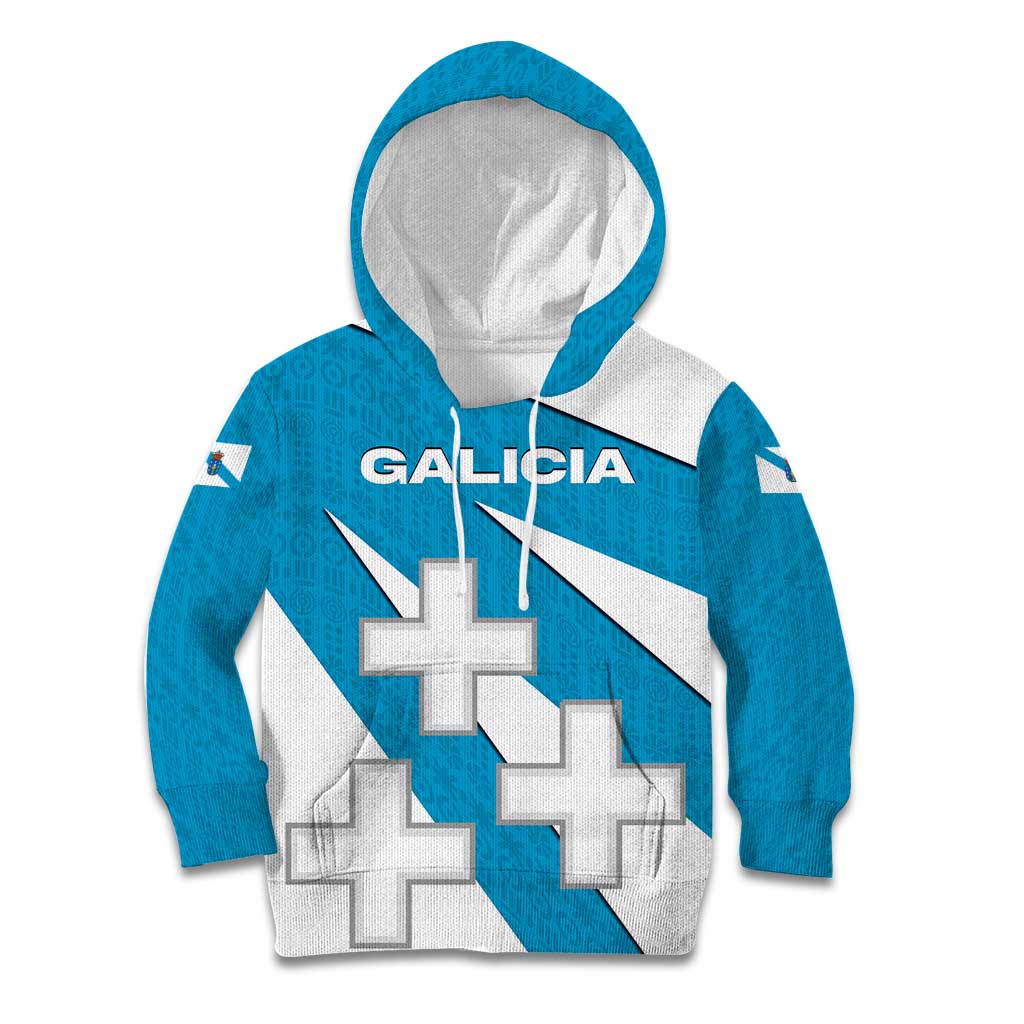Galicia Flag Kid Hoodie Autonomous Community of Spain - Wonder Print Shop