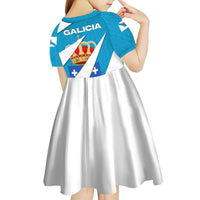 Galicia Flag Kid Short Sleeve Dress Autonomous Community of Spain - Wonder Print Shop