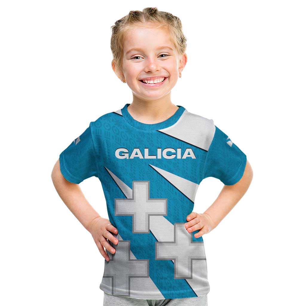 Galicia Flag Kid T Shirt Autonomous Community of Spain - Wonder Print Shop