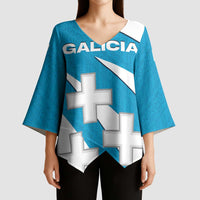 Galicia Flag Kimono Sleeve Blouse Autonomous Community of Spain - Wonder Print Shop