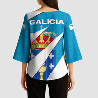 Galicia Flag Kimono Sleeve Blouse Autonomous Community of Spain - Wonder Print Shop