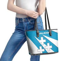 Galicia Flag Leather Tote Bag Autonomous Community of Spain - Wonder Print Shop