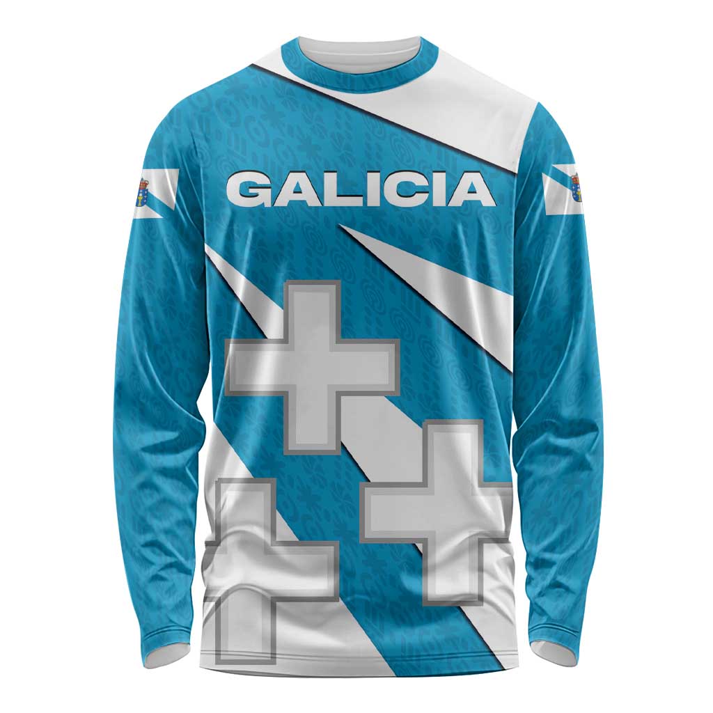 Galicia Flag Long Sleeve Shirt Autonomous Community of Spain - Wonder Print Shop