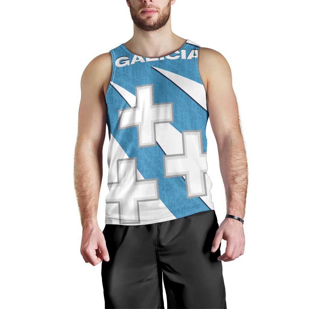 Galicia Flag Men Tank Top Autonomous Community of Spain - Wonder Print Shop