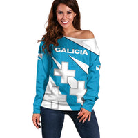 Galicia Flag Off Shoulder Sweater Autonomous Community of Spain - Wonder Print Shop