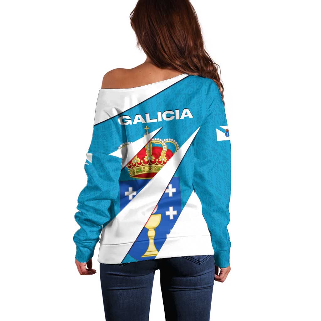 Galicia Flag Off Shoulder Sweater Autonomous Community of Spain - Wonder Print Shop