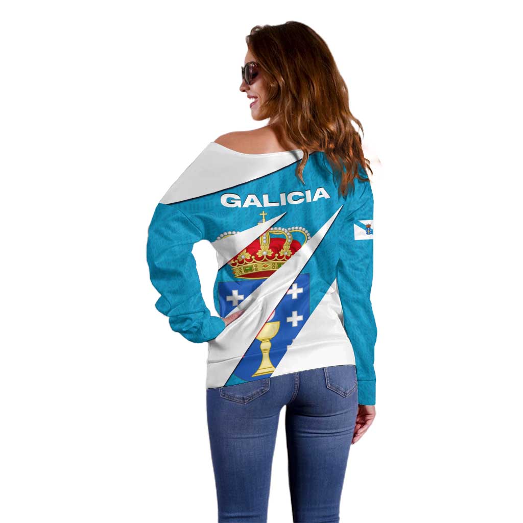 Galicia Flag Off Shoulder Sweater Autonomous Community of Spain - Wonder Print Shop