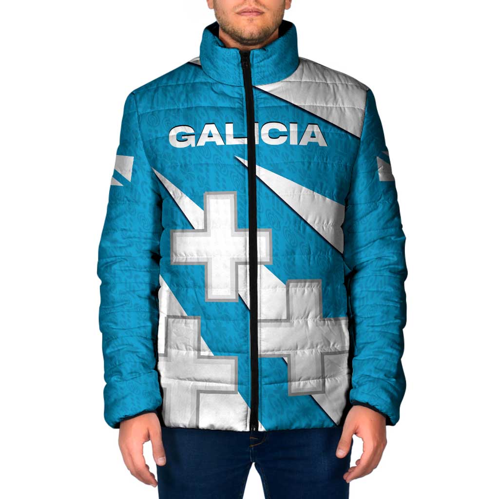Galicia Flag Padded Jacket Autonomous Community of Spain - Wonder Print Shop