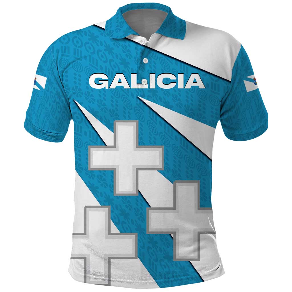 Galicia Flag Polo Shirt Autonomous Community of Spain - Wonder Print Shop