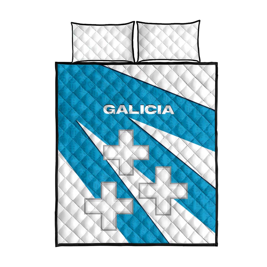 Galicia Flag Quilt Bed Set Autonomous Community of Spain - Wonder Print Shop