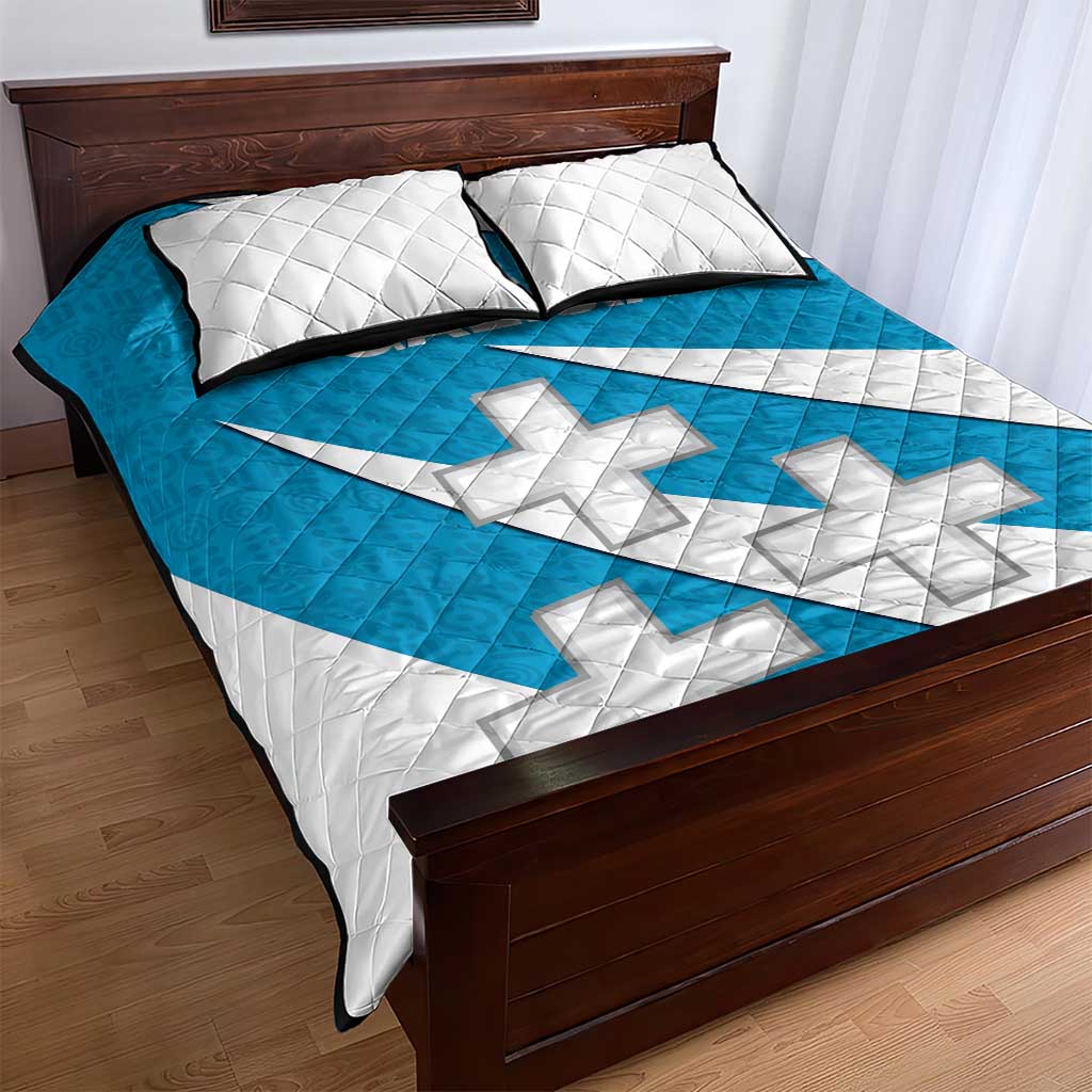 Galicia Flag Quilt Bed Set Autonomous Community of Spain - Wonder Print Shop