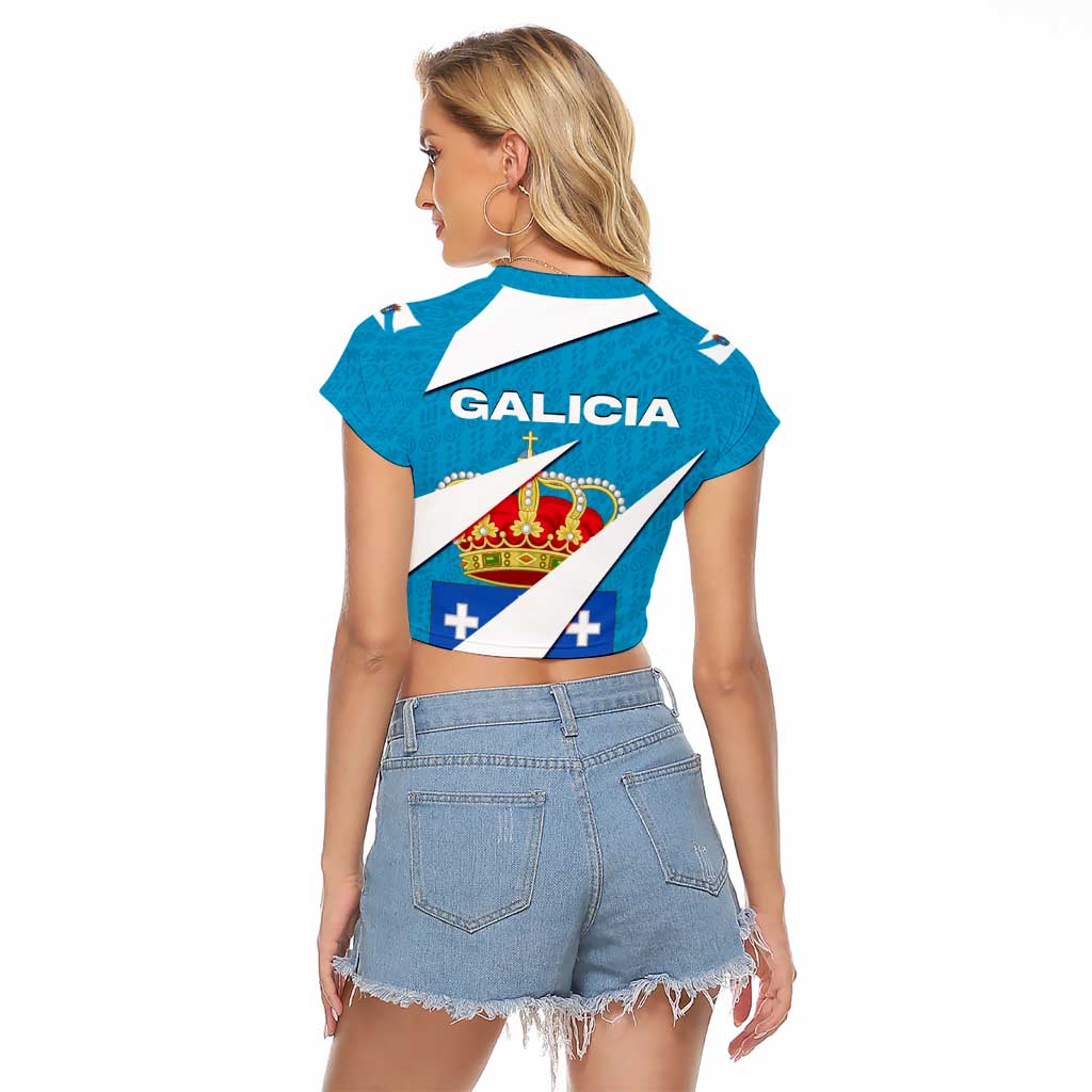 Galicia Flag Raglan Cropped T Shirt Autonomous Community of Spain - Wonder Print Shop