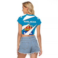 Galicia Flag Raglan Cropped T Shirt Autonomous Community of Spain - Wonder Print Shop