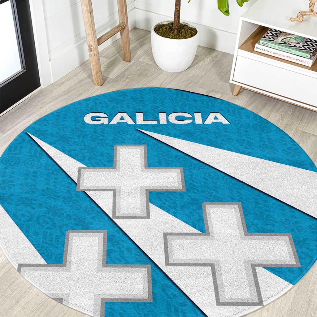 Galicia Flag Round Carpet Autonomous Community of Spain - Wonder Print Shop
