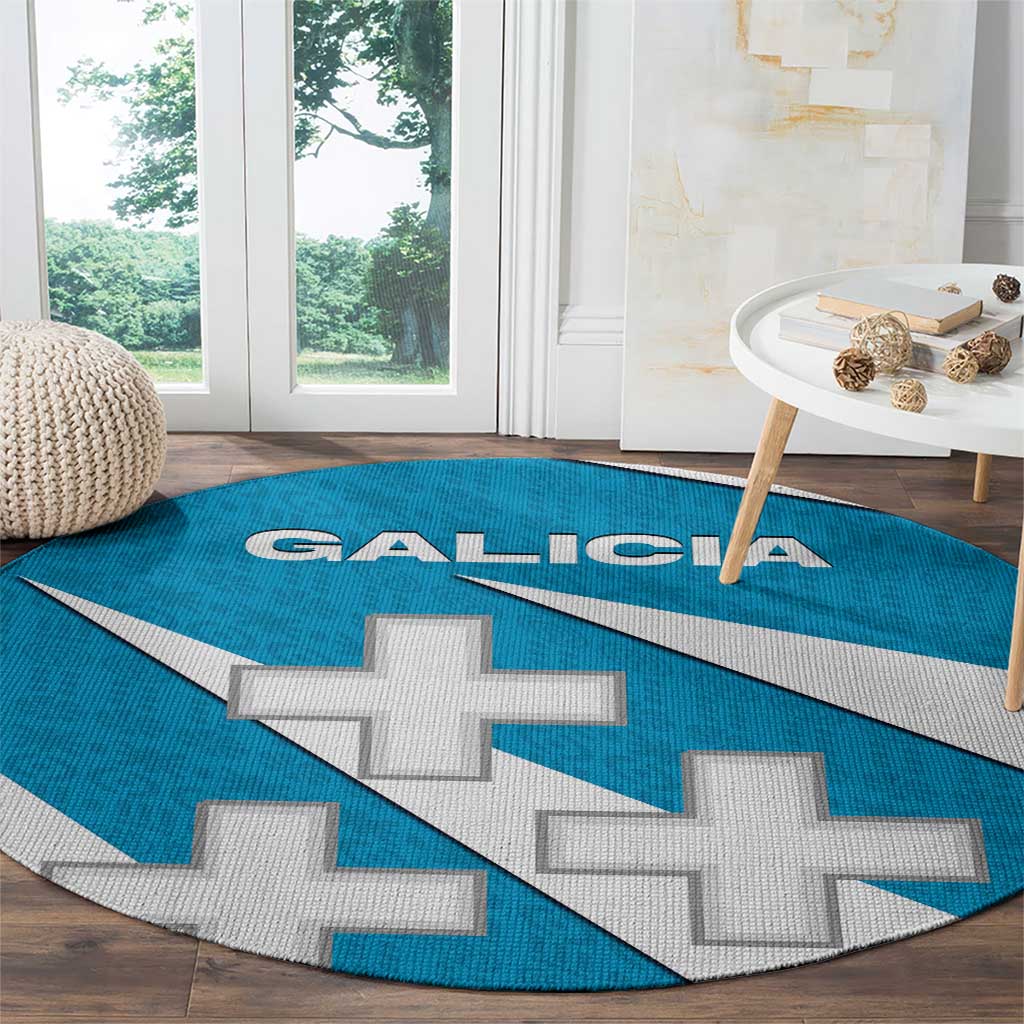 Galicia Flag Round Carpet Autonomous Community of Spain - Wonder Print Shop