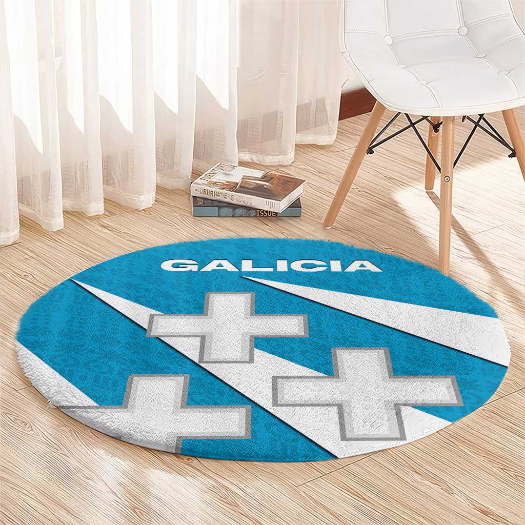 Galicia Flag Round Carpet Autonomous Community of Spain - Wonder Print Shop