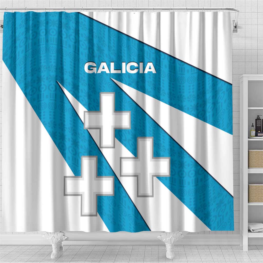 Galicia Flag Shower Curtain Autonomous Community of Spain - Wonder Print Shop