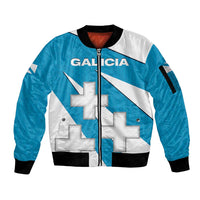 Galicia Flag Sleeve Zip Bomber Jacket Autonomous Community of Spain - Wonder Print Shop
