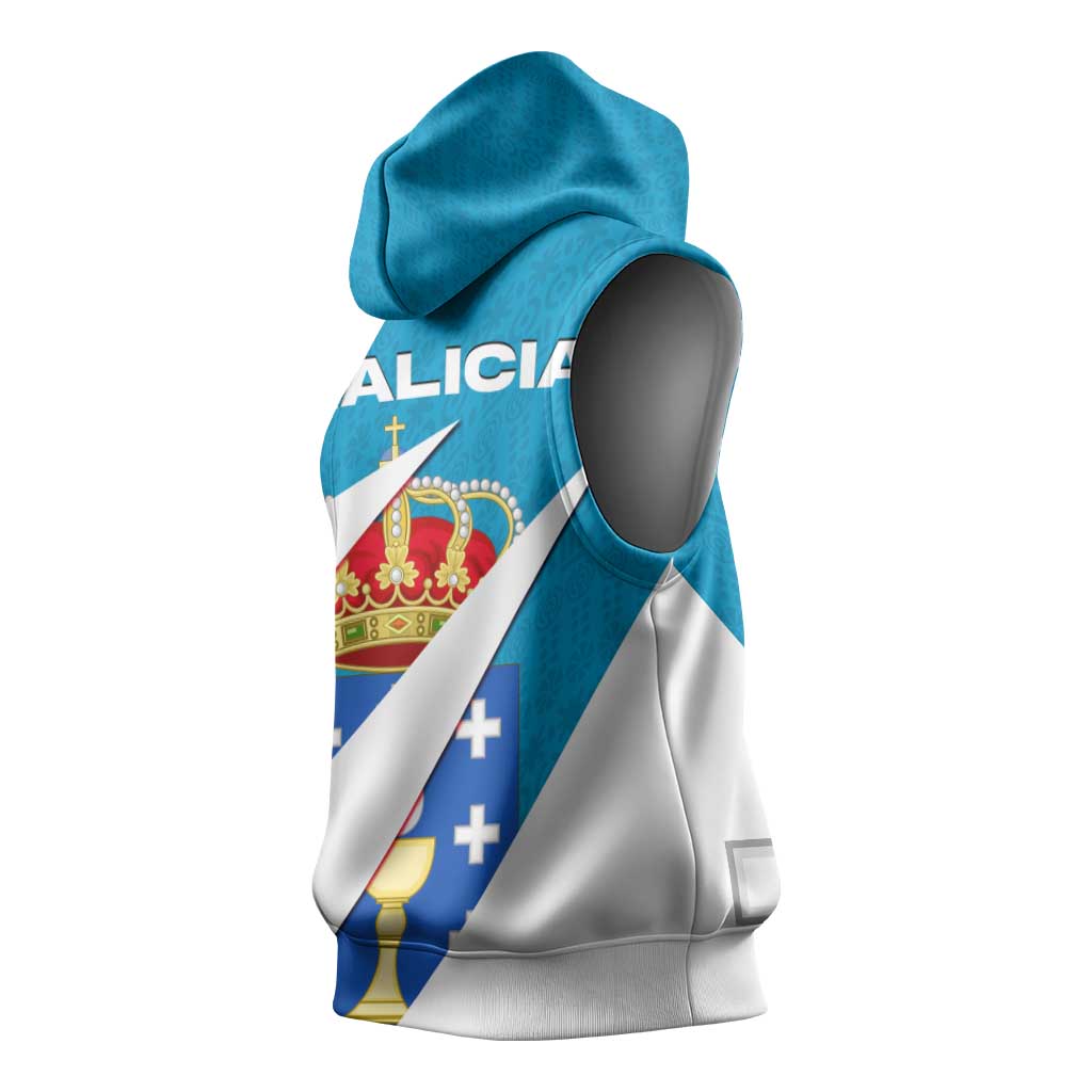 Galicia Flag Sleeveless Hoodie Autonomous Community of Spain - Wonder Print Shop