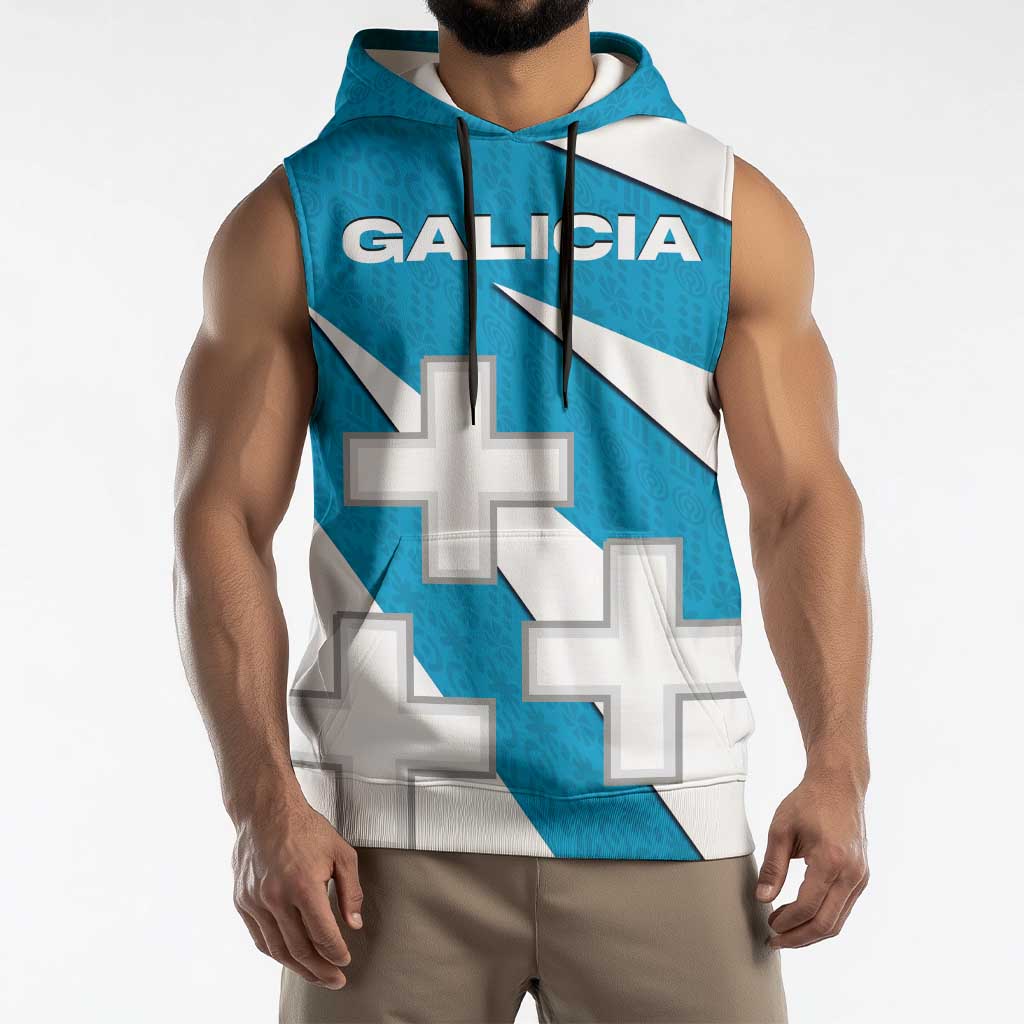 Galicia Flag Sleeveless Hoodie Autonomous Community of Spain - Wonder Print Shop