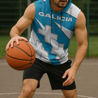 Galicia Flag Sleeveless Hoodie Autonomous Community of Spain - Wonder Print Shop